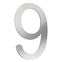 House number 9 from brushed stainless steel, height 16cm