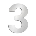 House number 3 from brushed stainless steel, height 25cm