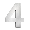 House number 4 from brushed stainless steel, height 25cm