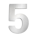House number 5 from brushed stainless steel, height 25cm