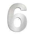 House number 6  from brushed stainless steel, height 25cm