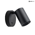 Deko-Light Luminaire mural CAN TILT ROUND USB rond, rotatif, inclinable, avec fonction de charge USB GU10 IP20, noir gradable