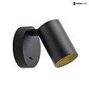 Deko-Light Luminaire mural CAN TILT ROUND USB rond, rotatif, inclinable, avec fonction de charge USB GU10 IP20, noir gradable