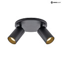 Deko-Light Plafoniera CAN TILT ROUND 2-Lampadine, rotondo, girevole, ruotabile GU10 IP20, nero dimmerabile