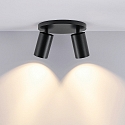 ceiling luminaire CAN TILT ROUND 2 flames, round, swivelling, rotatable GU10 IP20, black dimmable