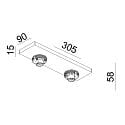 Luminaire de plafond CAN TILT BASE à 2 flammes, angulaire GU10 IP20, blanche gradable
