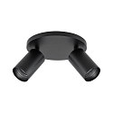 Deko-Light ceiling luminaire CAN TILT ROUND BASE  20CM / MIXN MATCH 2 flames, round GU10 IP20, deep black dimmable