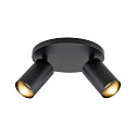 Deko-Light ceiling luminaire CAN TILT ROUND BASE  20CM / MIXN MATCH 2 flames, round GU10 IP20, deep black dimmable