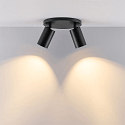 Deko-Light ceiling luminaire CAN TILT ROUND BASE  20CM / MIXN MATCH 2 flames, round GU10 IP20, deep black dimmable