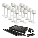 LED Akku-Tischleuchte CANIS MINI GASTRO, 15 Leuchten, 3.7V, 2,3W, 2200K, 110lm, IP65, inkl. Ladestation & Netzteil, wei�