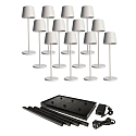 LED Akku-Tischleuchte CANIS GASTRO L, 12 Leuchten, 3.7V, 3,5W, 270lm, 2200K, IP65, inkl. Ladestation & Netzteil, wei�