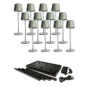 LED Akku-Tischleuchte CANIS GASTRO L, 12 Leuchten, 3.7V, 3,5W, 270lm, 2200K, IP65, inkl. Ladestation & Netzteil, gr�n