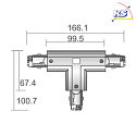 Deko-Light Zubehör für 3-Phasen-Schienensystem D LINE - T-Verbinder rechts-rechts-links mit Wechselmechanik, 220-240V AC / 50-60Hz