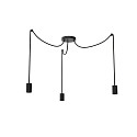 Luci a sospesione SPYDER 3-WAVE 3-Lampadine, rotondo, regolabile E27 IP20, nero dimmerabile