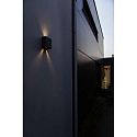 Lutec outdoor wall luminaire GEMINI BEAMS UP&DOWN 2 flames IP54, black matt
