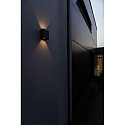 Lutec outdoor wall luminaire GEMINI BEAMS UP&DOWN 2 flames IP54, black matt
