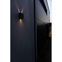 Lutec outdoor wall luminaire GEMINI BEAMS UP&DOWN 2 flames IP54, black matt