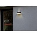 Lutec LED Solar Wandleuchte FADI, 5W, 2700-6500K, 800lm, IP54, mit PIR Motion Sensor, App Control, schwarz