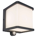 Lampada da parete solare DOBLO Forma di cubo, con rilevatore di movimento IP54, antracite dimmerabile