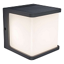 Lutec Lampada da parete solare DOBLO Forma di cubo, con rilevatore di movimento IP54, antracite dimmerabile
