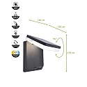 Lutec Lampe murale solaire MOZE avec détecteur de mouvement IP44, noir mat Lutec Lampe murale solaire MOZE avec détecteur de mouvement IP44, noir mat