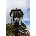 Lutec LED Solar Standlaterne LONDON, 6-seitig, 3-flammig, inkl. 3x LED E12 6W 2700K 300lm, inkl. Akku 7.4V 2200mAh, schwarz