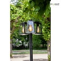Lutec Lampadaire dextérieur FIA 3 flammes, angulaire, langue E27 IP44, noir mat gradable