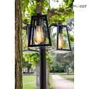 Lutec Lampadaire dextérieur FIA 3 flammes, angulaire, langue E27 IP44, noir mat gradable