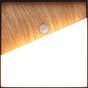 Lampada da parete a batteria MEG angolare, con sensore IP44, legno dimmerabile