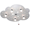 Ceiling luminaire STAR CLOUD, nursery lamp, 40x LED + 5x E14, chain switchable slumberlight, silver