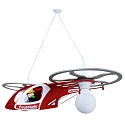 Pendant luminaire FIRE DEPARTMENT HELICOPTER WITH FRED, nursery lamp, 2x E27, red / silver