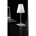 Fabas Luce Lampe de table LUCY BIG avec interrupteur E14 IP20, nickel satin, blanche