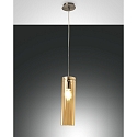 Luci a sospesione SINTESI 1-Lampadina, cilindrico E27 IP20, Ambra, Nichel satinato dimmerabile