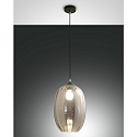 Luminaire à suspension INFINITY grand, rond, contrôlable par la voix E27 IP20, couleurs fumée, noir gradable
