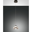 LED Pendant luminaire ARABELLA, 1x 8W, 3000K, 720lm, IP20, height 200cm max., gray transparent