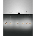 Luminaire à suspension ARABELLA 6 flammes, contrôlable par la voix, Smartluce inclus IP20, ambre, noir gradable