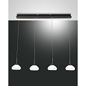 Luminaire à suspension ARABELLA 4 flammes, rond, contrôlable par la voix, Smartluce inclus IP20, noir, blanche gradable