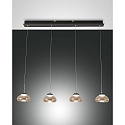 Luminaire à suspension ARABELLA 4 flammes, rond, contrôlable par la voix, Smartluce inclus IP20, ambre, noir gradable