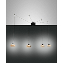 Luminaire à suspension ARABELLA 4 flammes, langue, contrôlable par la voix, Smartluce inclus IP20, ambre, noir gradable