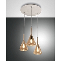 pendant luminaire TRIS 3 flames E27 IP20, amber, white