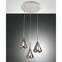 pendant luminaire TRIS 3 flames E27 IP20, grey, transparent, white, fum