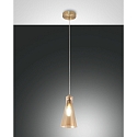 Pendelleuchte DAFNE, E27 max. 40W, Metall / geblasenes Glas, Messing satiniert / Amber