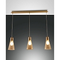Pendant luminaire DAFNE, E27, 3x 40W, IP20, satin brass/amber