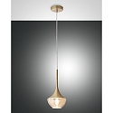 Pendant luminaire APOLLO, E27, 1x 40W, IP20, satin brass/amber