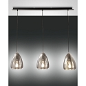 Pendant luminaire BRITTON, E27, IP20, Smartluce compatible, 3 flames, grey transparent