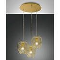 pendant luminaire CAMP 3 flames E27 IP20, gold matt