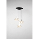 Luci a sospesione BRENA 3-Lampadine, rotondo IP20, nero dimmerabile