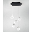 Luminaire  suspension ARIEL 5 flammes, rond IP20, noir gradable