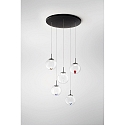 Luminaire  suspension ARIEL 5 flammes, rond IP20, noir gradable
