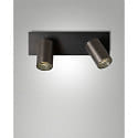 spotlight bar FLORES 2 flames, long GU10 IP20, grey, gunmetal dimmable